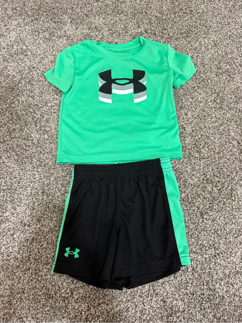 Under Armour Bright Green and Black Kids Athletic Set